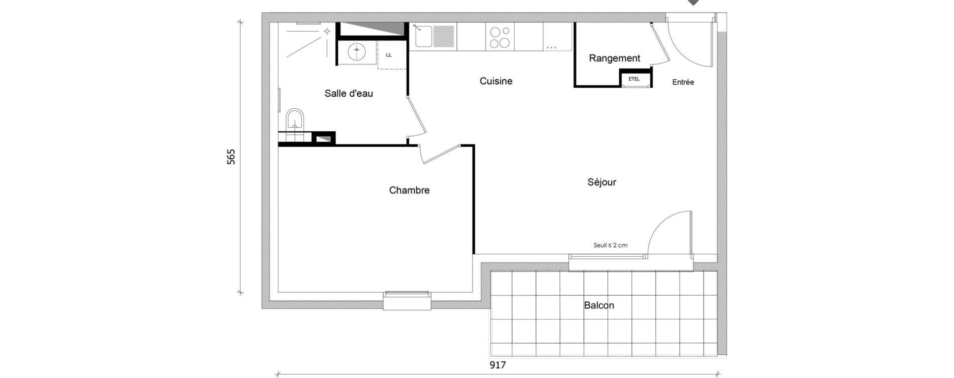 Appartement T2 de 45,93 m2 &agrave; Bonneville Centre