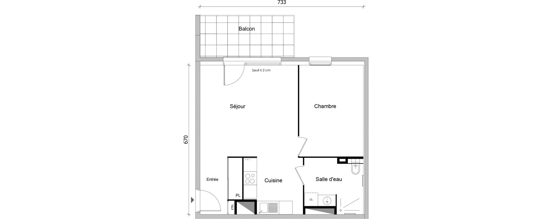 Appartement T2 de 46,64 m2 &agrave; Bonneville Centre