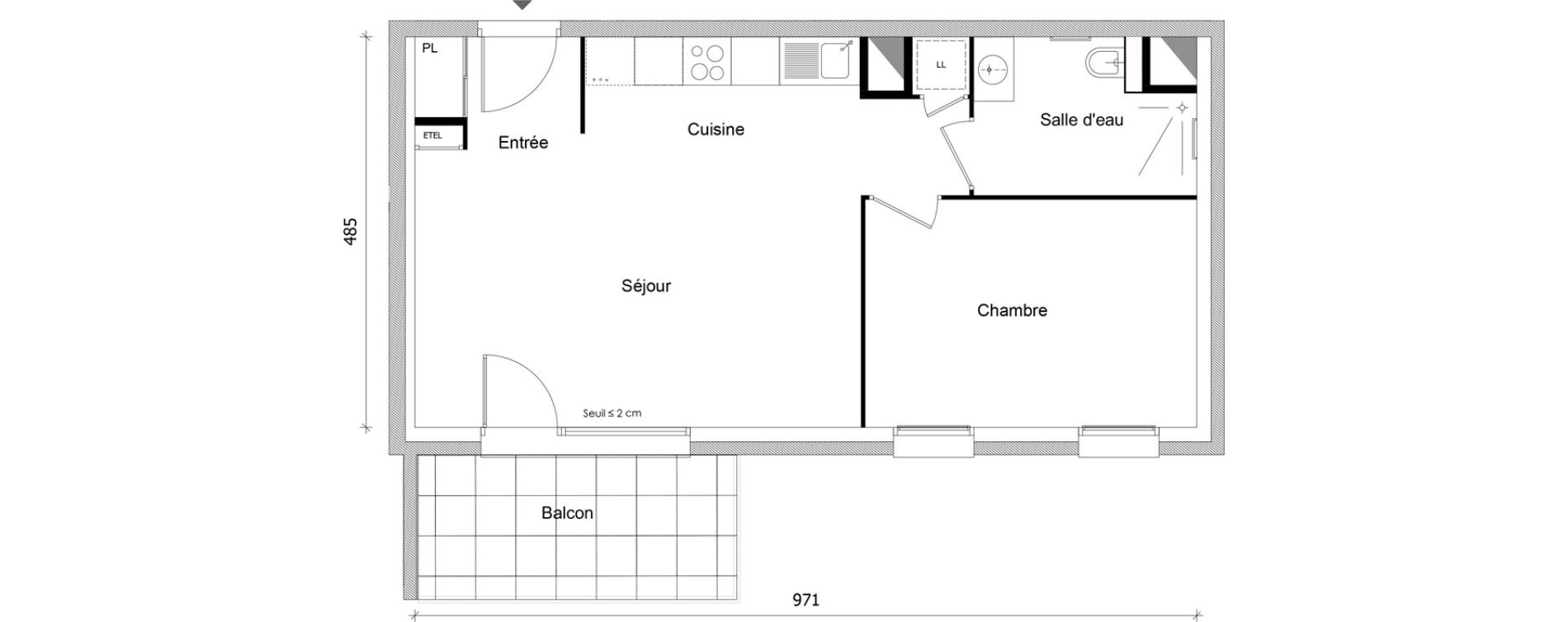 Appartement T2 de 45,13 m2 &agrave; Bonneville Centre