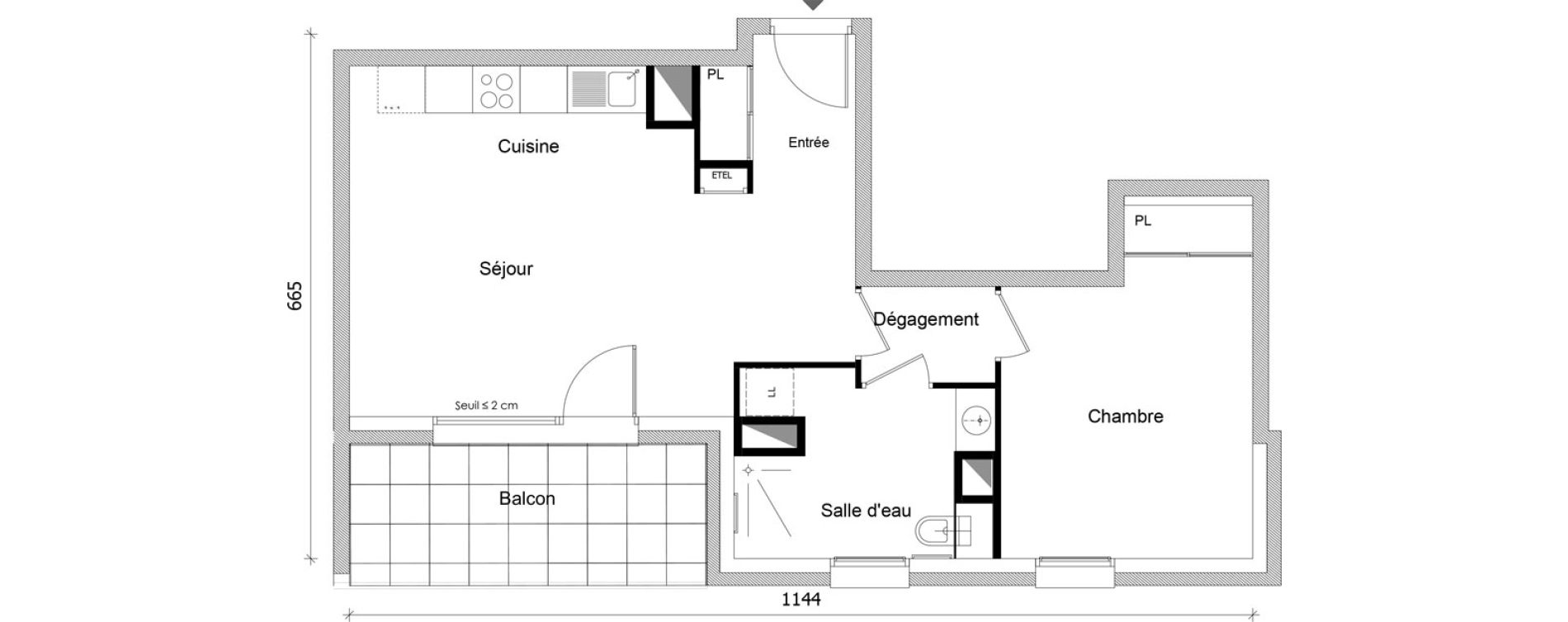 Appartement T2 de 48,03 m2 &agrave; Bonneville Centre