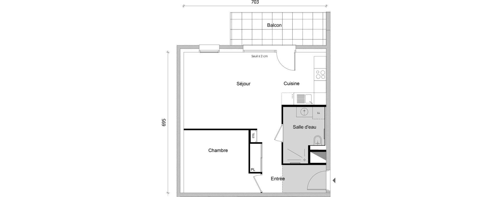 Appartement T2 de 46,50 m2 &agrave; Bonneville Centre