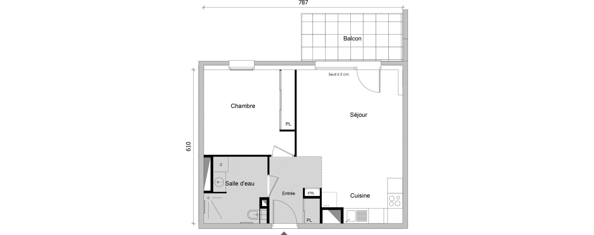 Appartement T2 de 45,04 m2 &agrave; Bonneville Centre