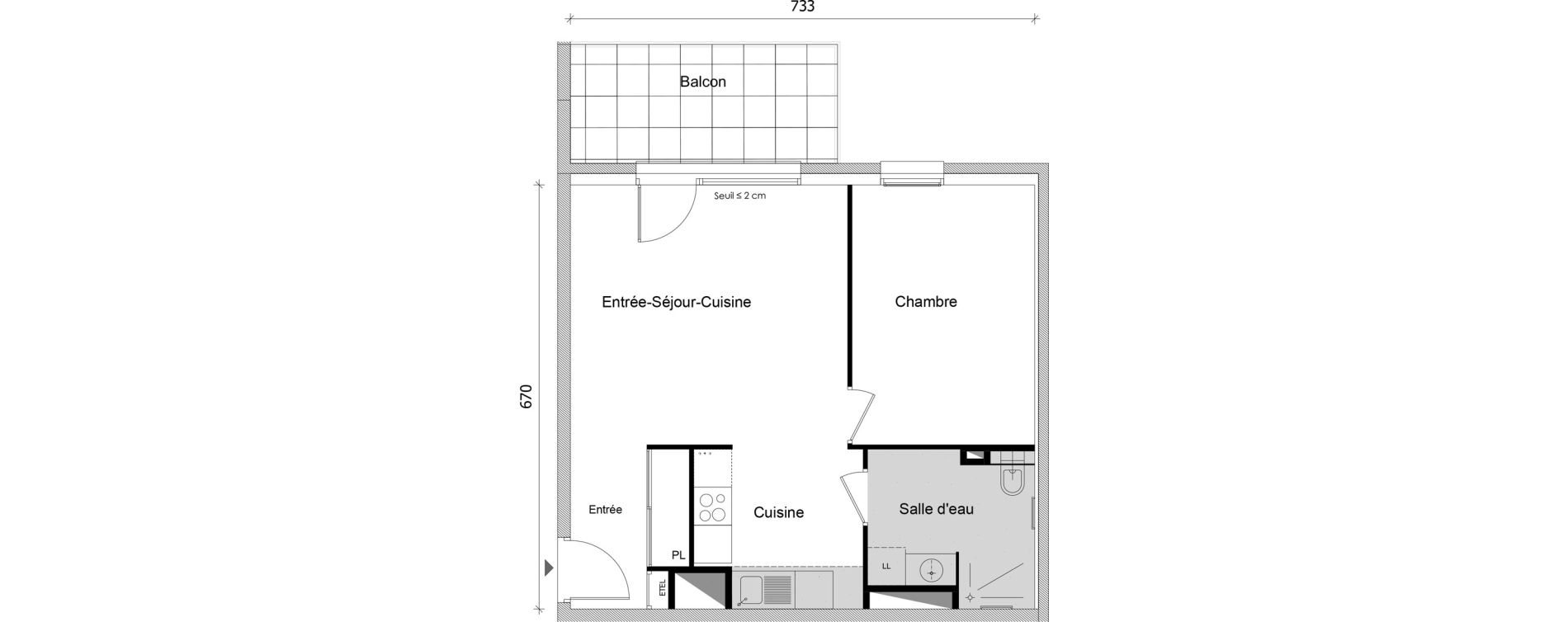 Appartement T2 de 46,36 m2 &agrave; Bonneville Centre