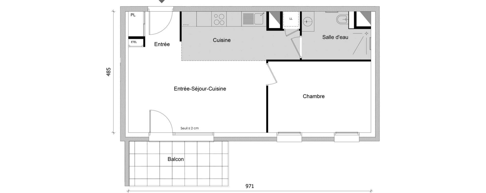 Appartement T2 de 45,01 m2 &agrave; Bonneville Centre