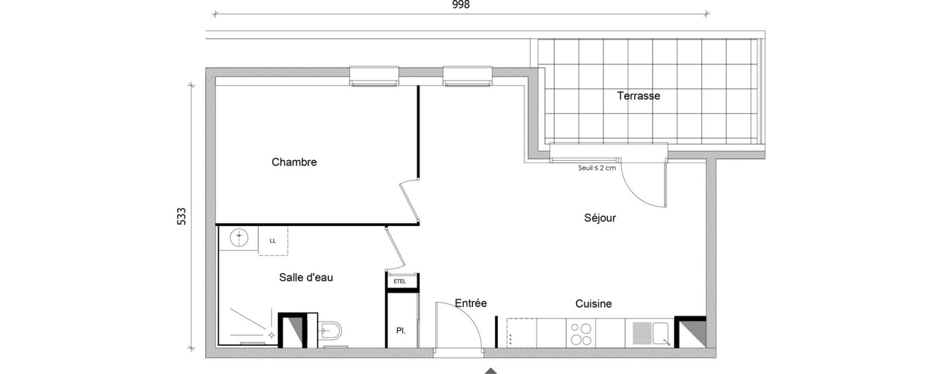 Appartement T2 de 45,30 m2 &agrave; Bonneville Centre