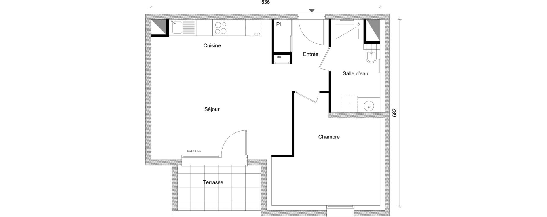 Appartement T2 de 46,21 m2 &agrave; Bonneville Centre
