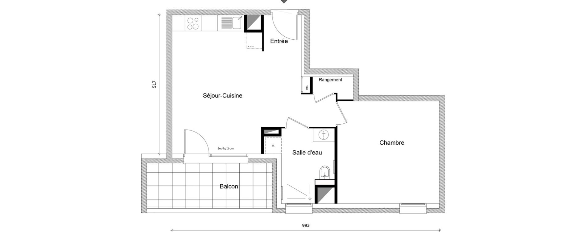 Appartement T2 de 45,21 m2 &agrave; Bonneville Centre