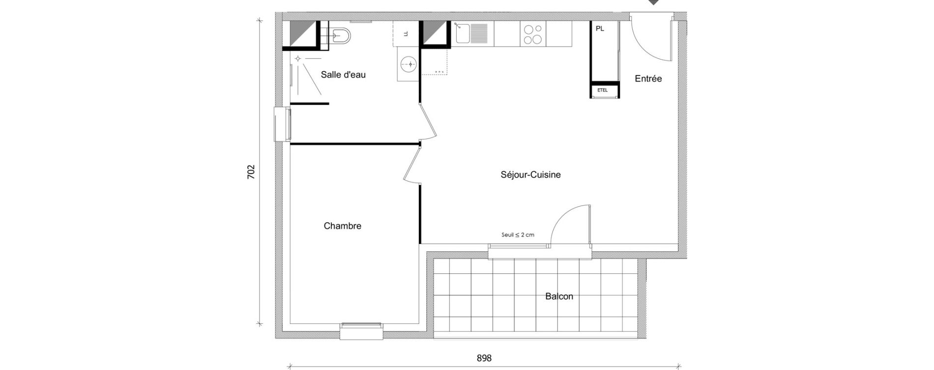 Appartement T2 de 49,96 m2 &agrave; Bonneville Centre