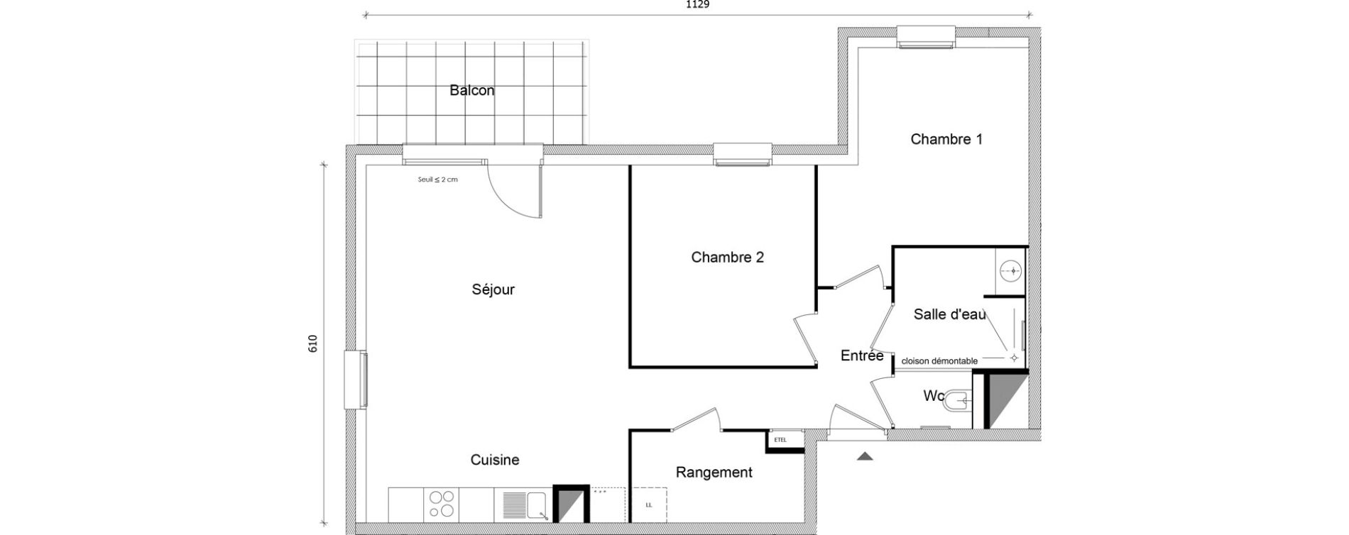 Appartement T3 de 65,59 m2 &agrave; Bonneville Centre