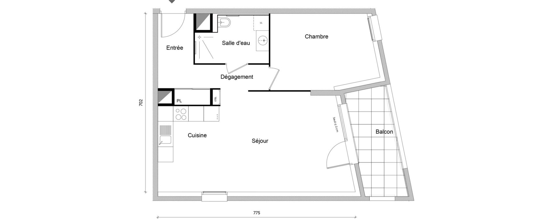Appartement T2 de 52,04 m2 &agrave; Bonneville Centre