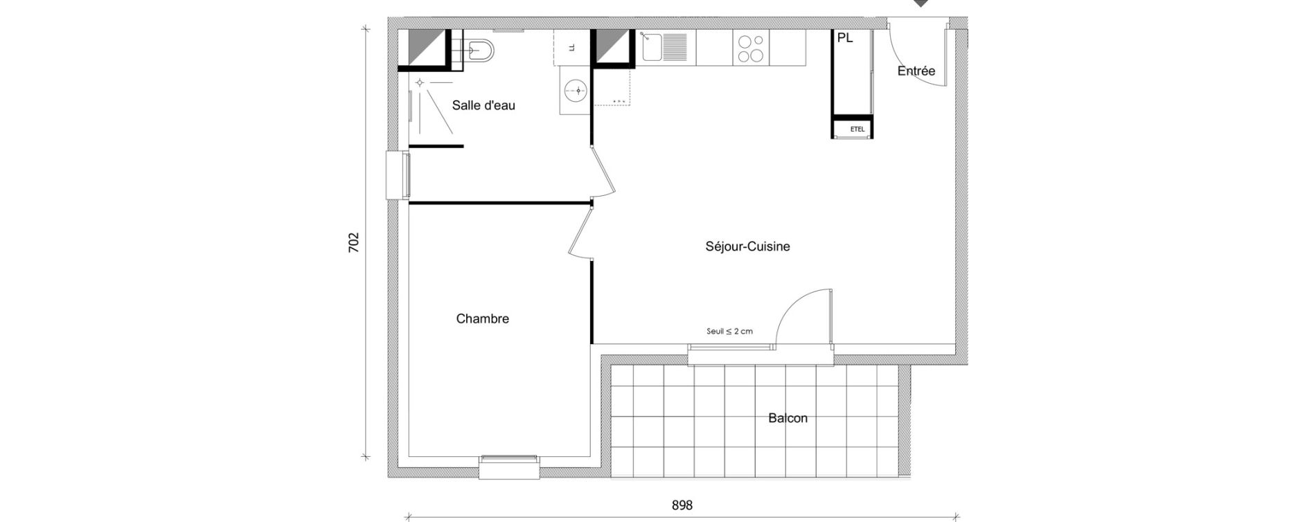 Appartement T2 de 49,97 m2 &agrave; Bonneville Centre
