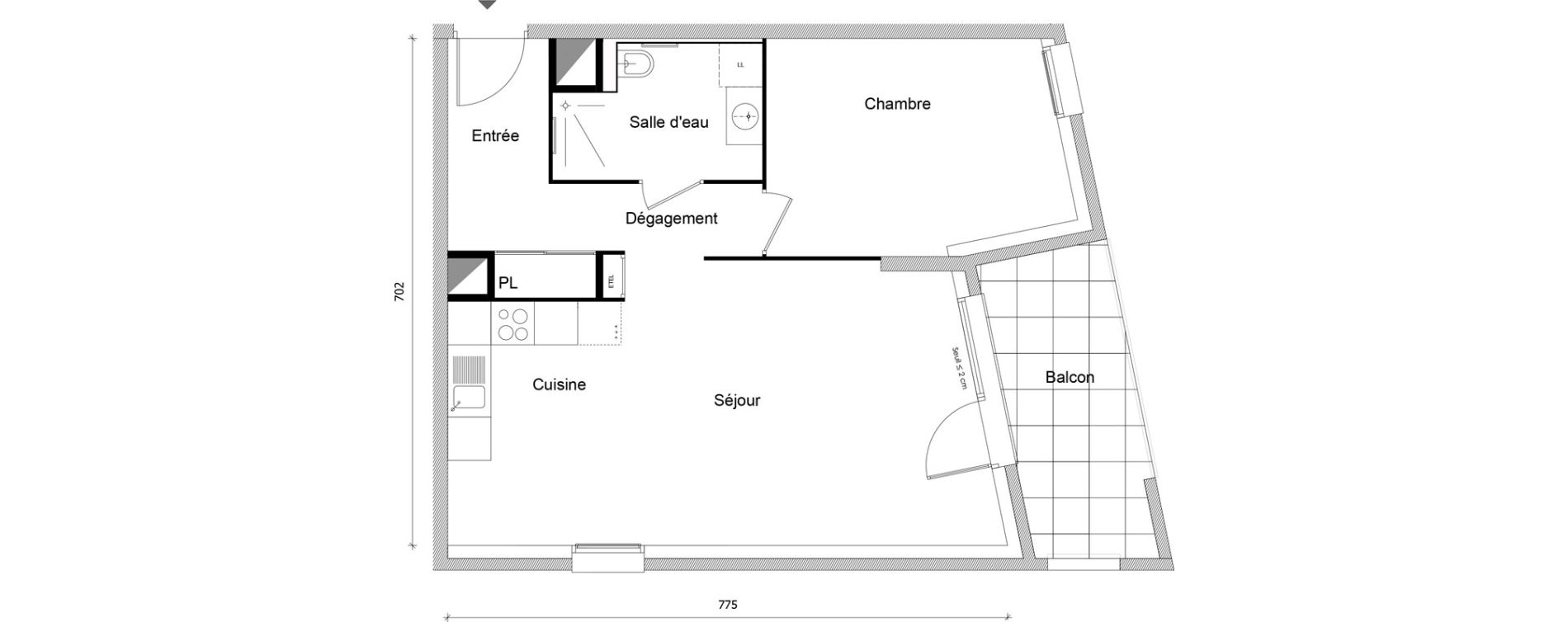 Appartement T2 de 51,94 m2 &agrave; Bonneville Centre