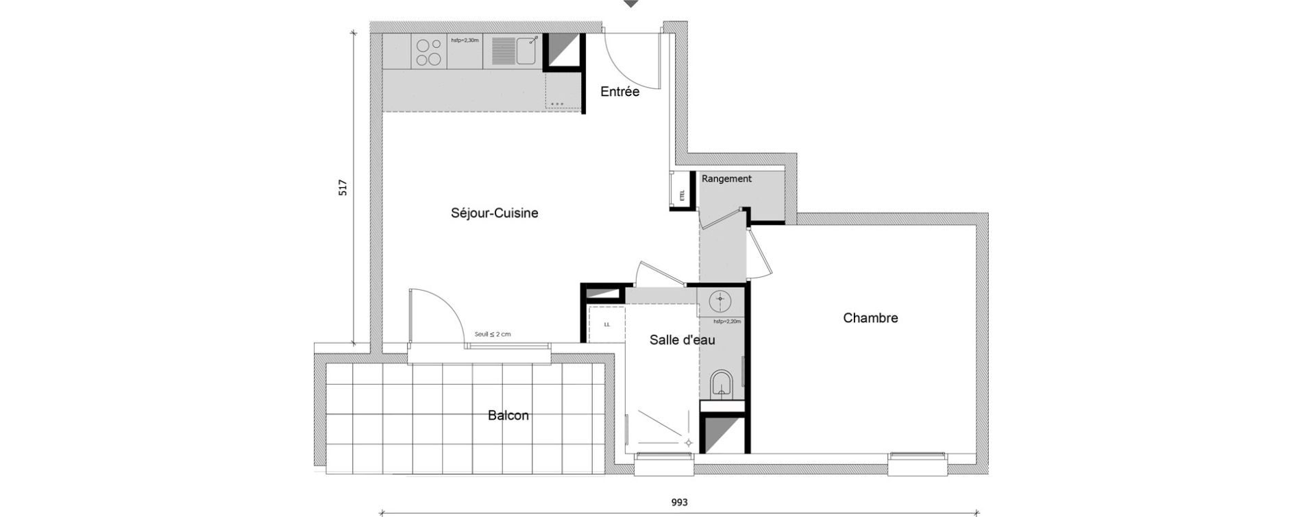 Appartement T2 de 45,07 m2 &agrave; Bonneville Centre