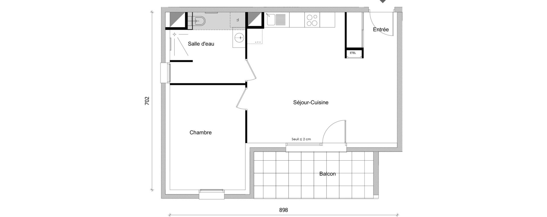 Appartement T2 de 49,78 m2 &agrave; Bonneville Centre