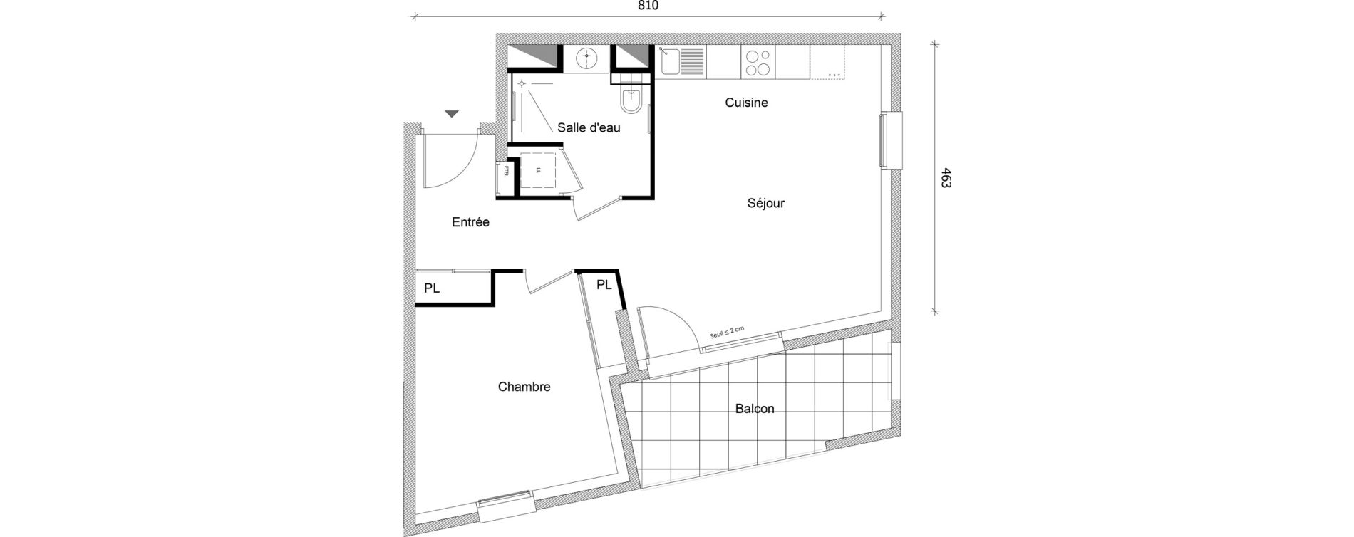 Appartement T2 de 45,27 m2 &agrave; Bonneville Centre