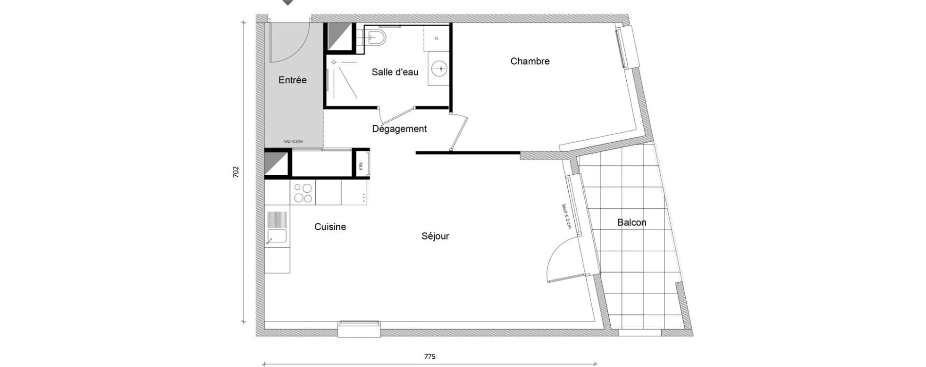 Appartement T2 de 51,65 m2 &agrave; Bonneville Centre