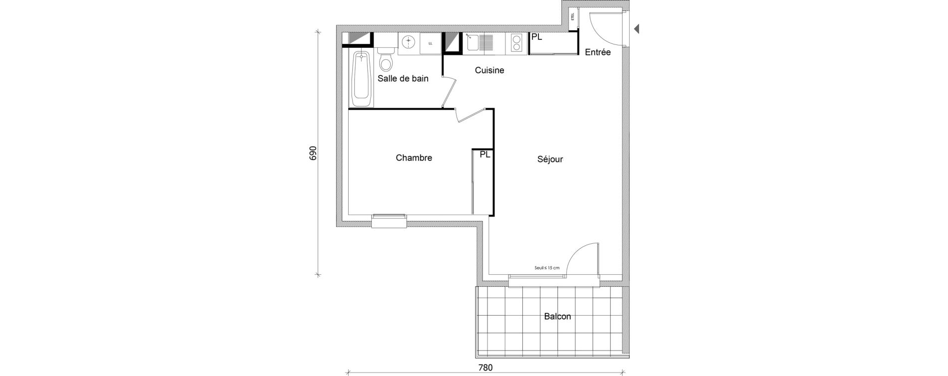 Appartement T2 de 46,50 m2 &agrave; Bonneville Centre