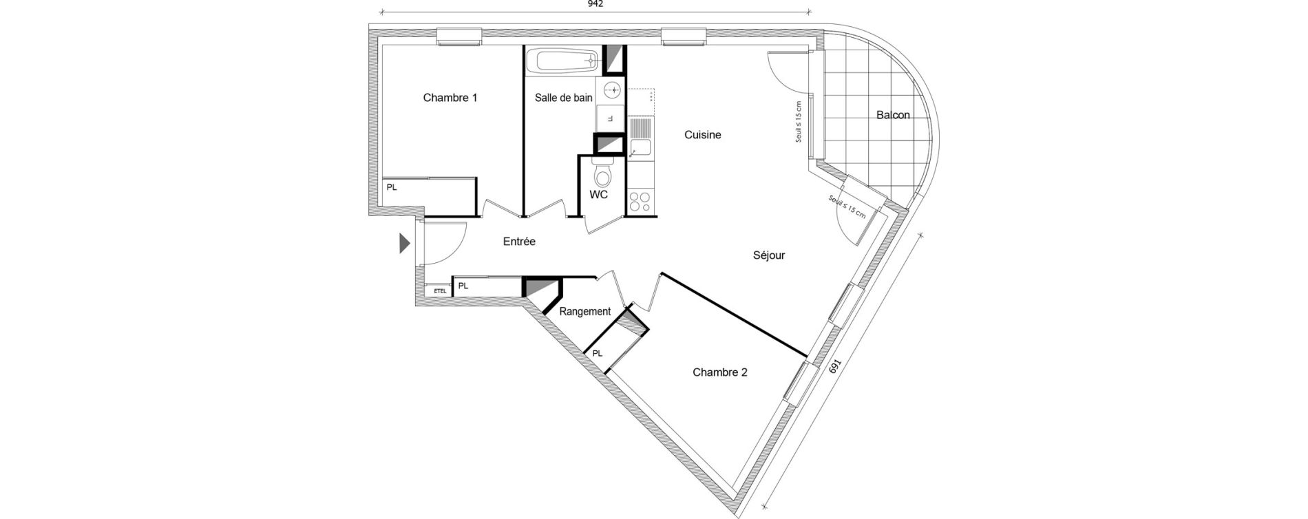Appartement T3 de 64,93 m2 &agrave; Bonneville Centre