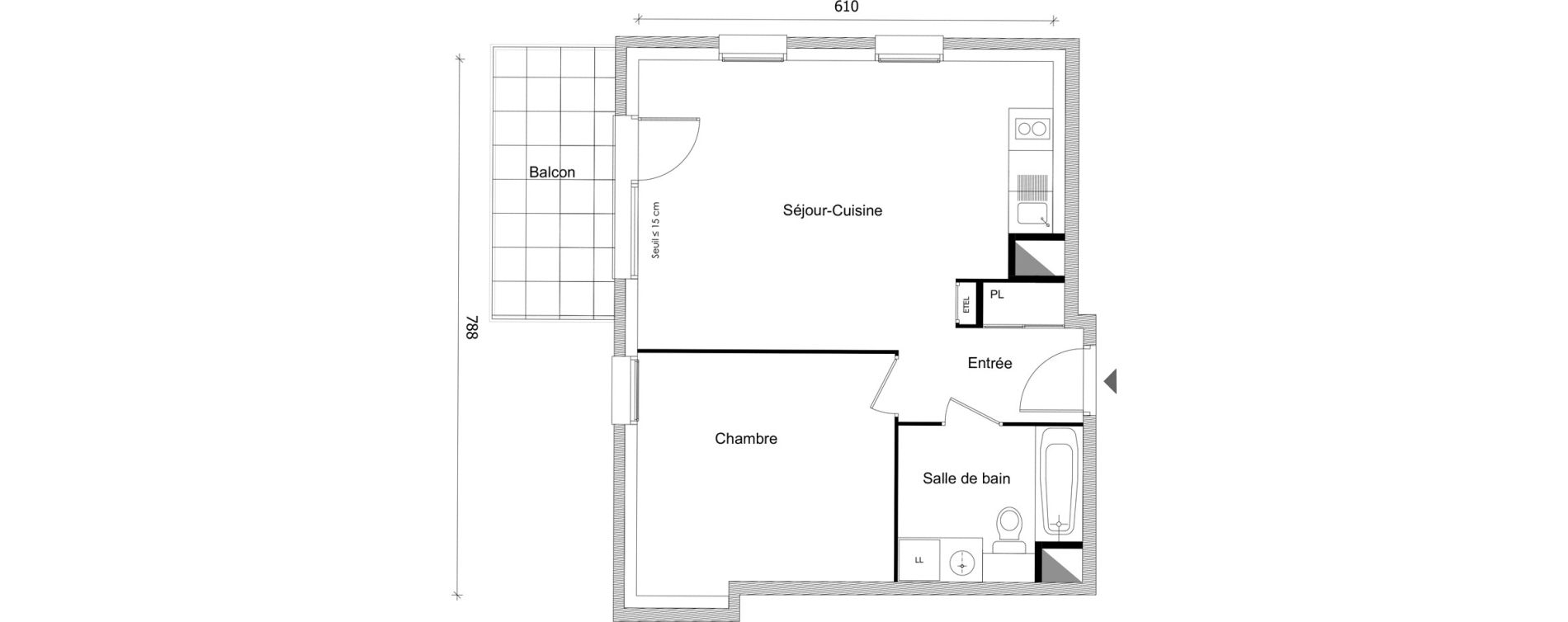 Appartement T2 de 46,77 m2 &agrave; Bonneville Centre