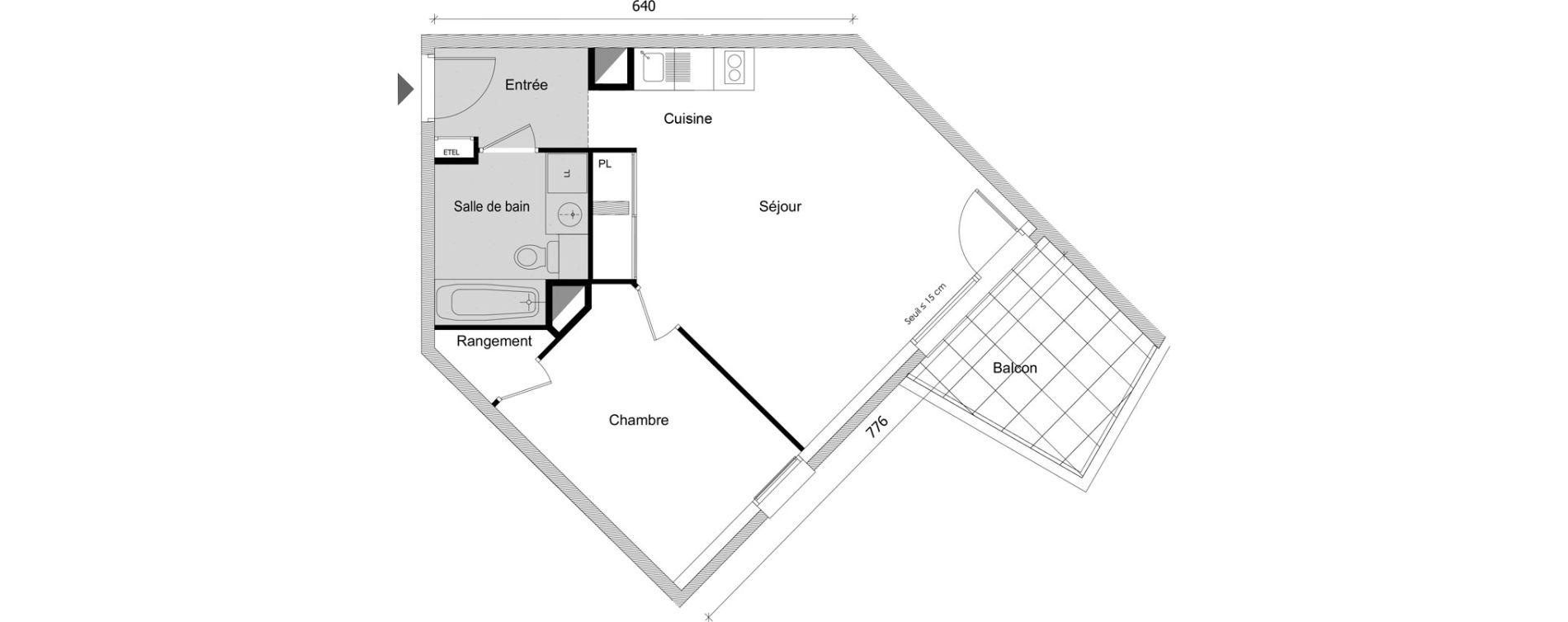 Appartement T2 de 46,79 m2 &agrave; Bonneville Centre