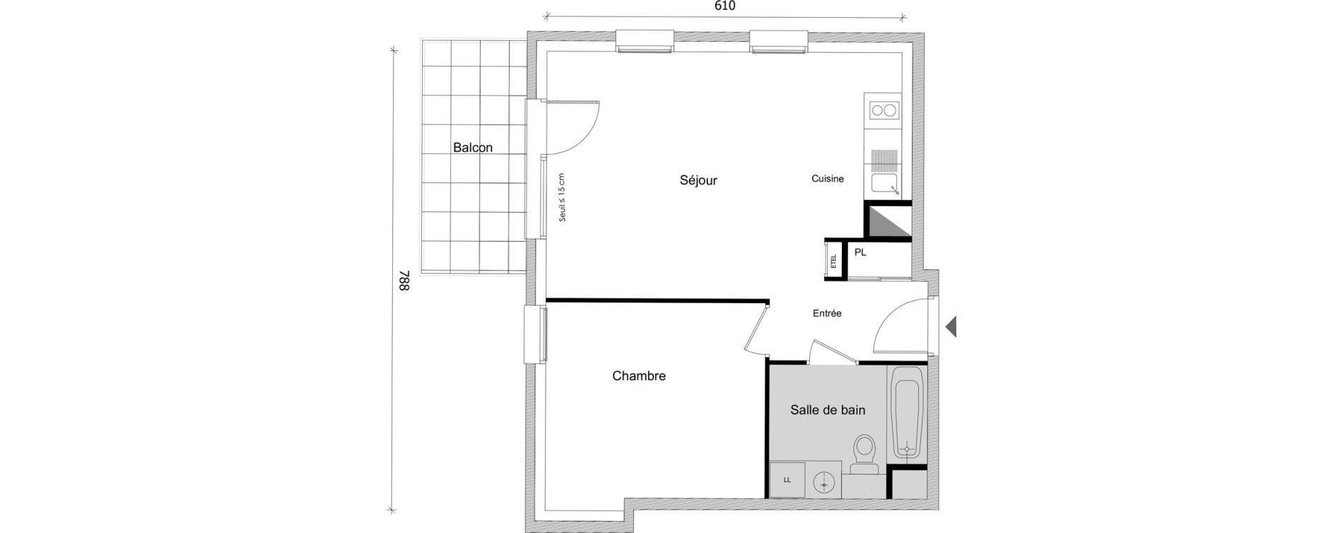Appartement T2 de 46,55 m2 &agrave; Bonneville Centre