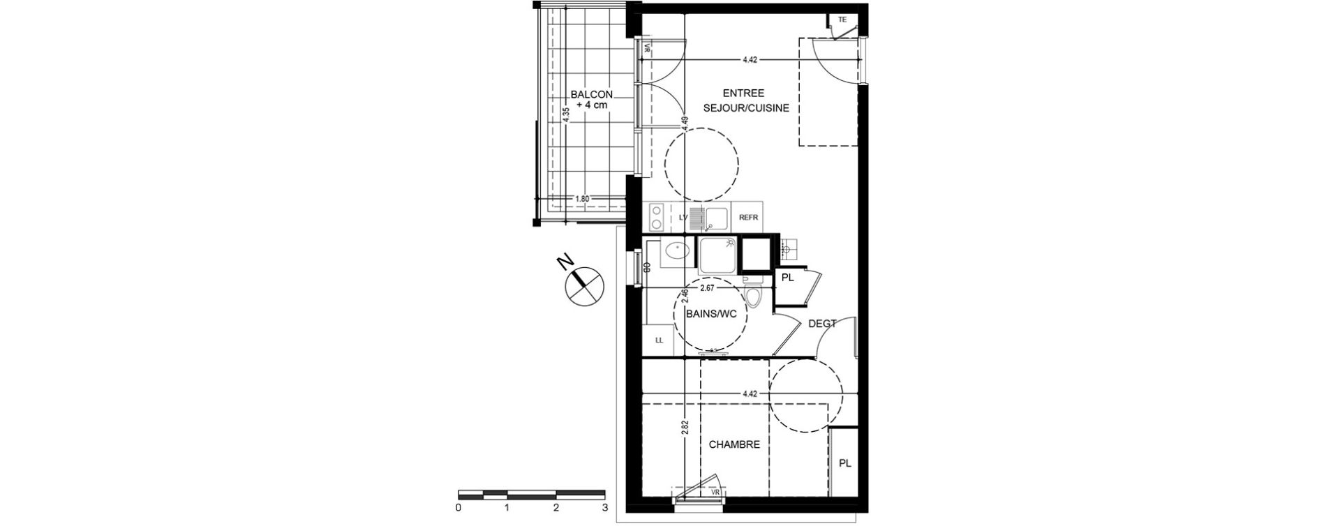 Appartement T2 de 42,10 m2 &agrave; Bonneville Centre