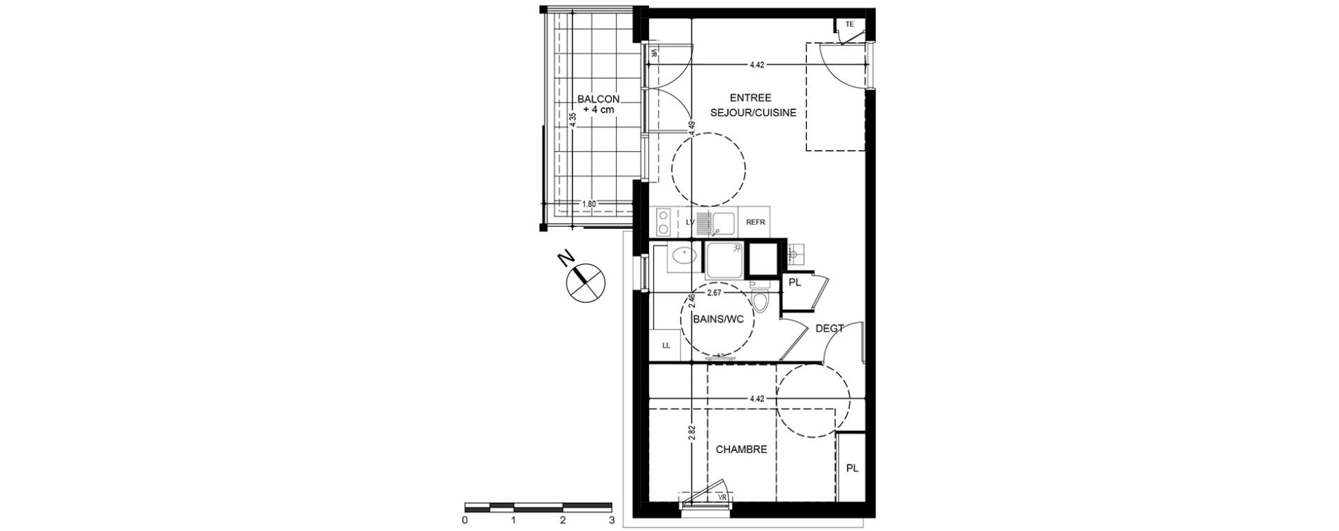 Appartement T2 de 42,10 m2 &agrave; Bonneville Centre