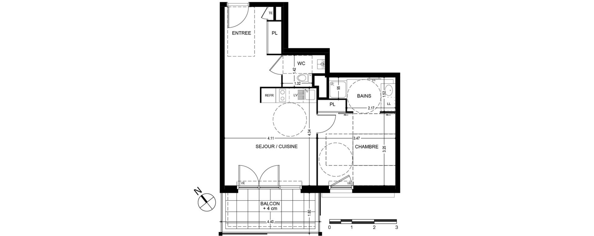 Appartement T2 de 44,76 m2 &agrave; Bonneville Centre