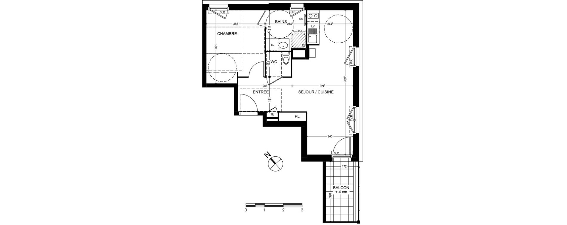 Appartement T2 de 44,74 m2 &agrave; Bonneville Centre