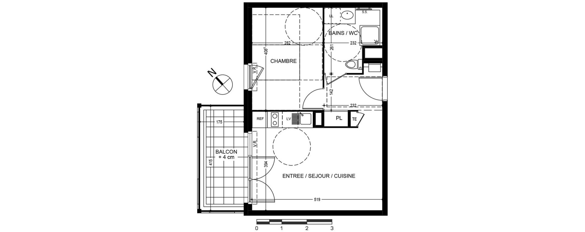 Appartement T2 de 40,28 m2 &agrave; Bonneville Centre