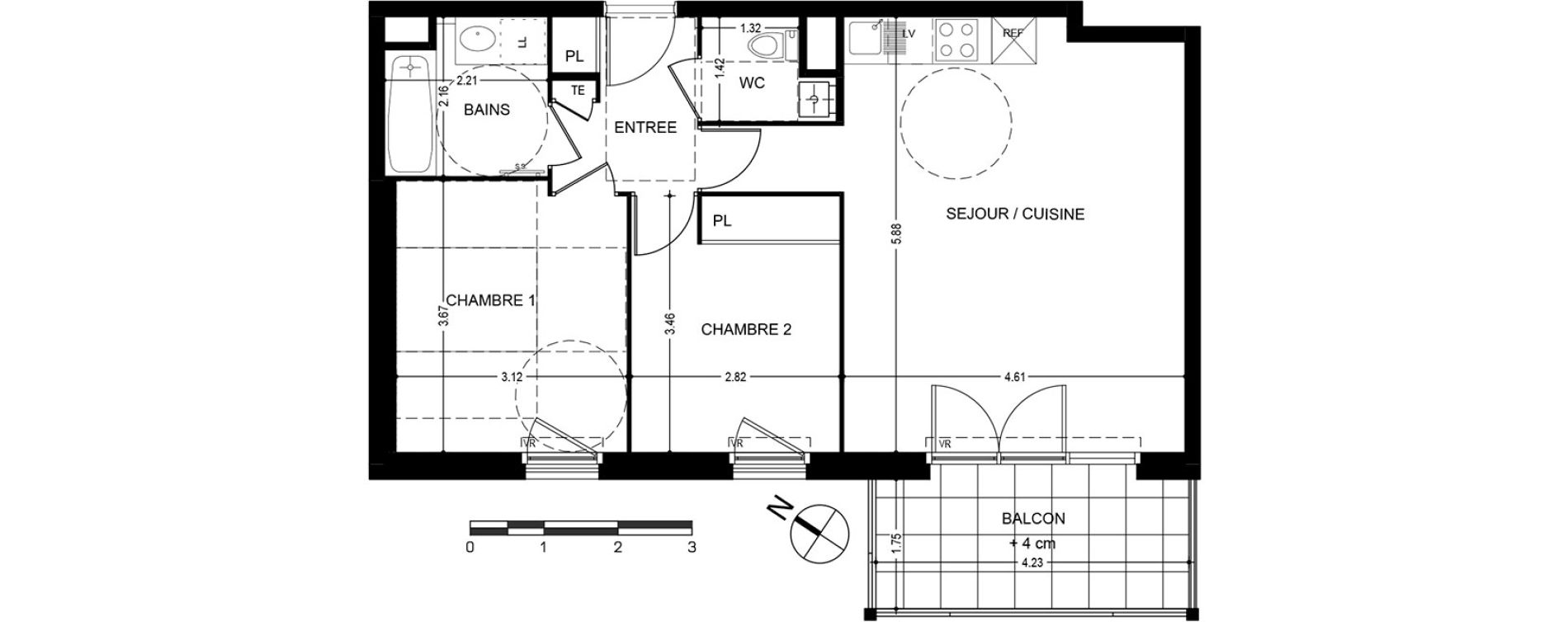 Appartement T3 de 60,16 m2 &agrave; Bonneville Centre