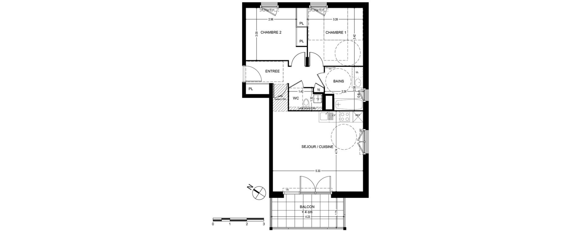 Appartement T3 de 63,48 m2 &agrave; Bonneville Centre