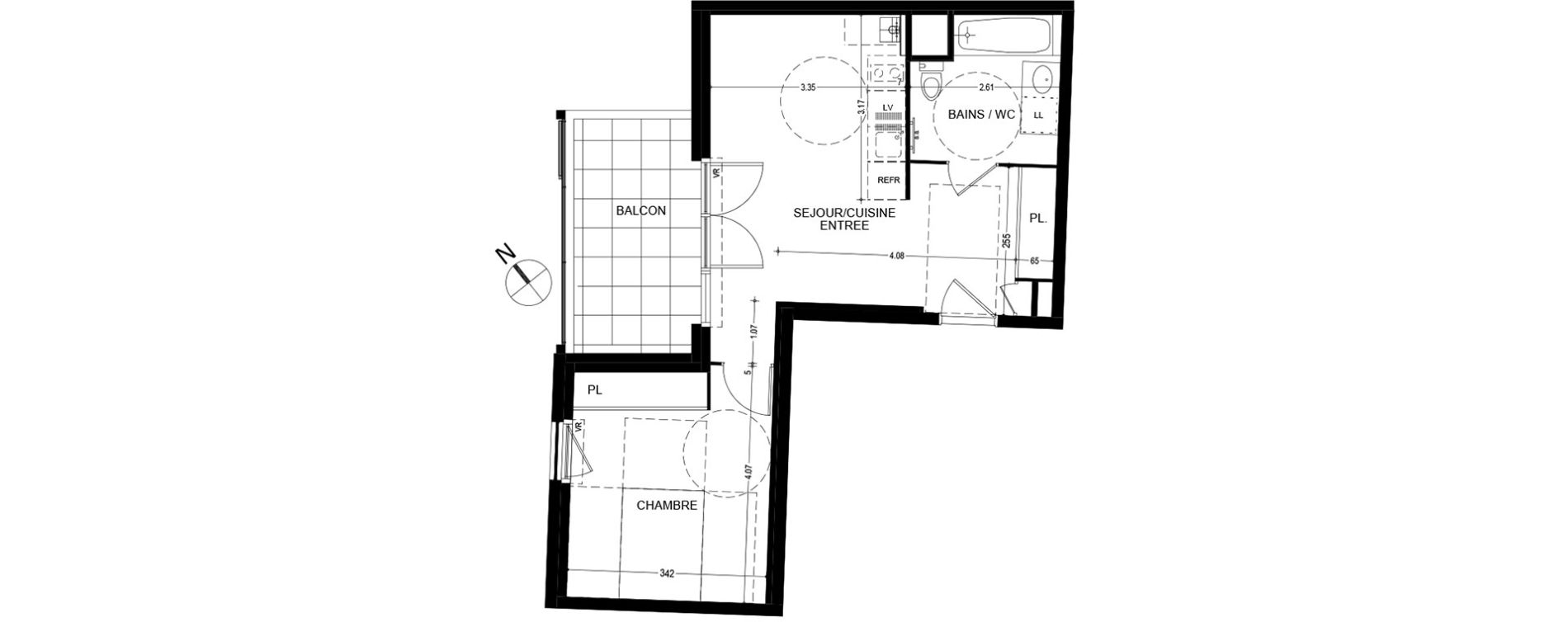 Appartement T2 de 42,89 m2 &agrave; Bonneville Centre