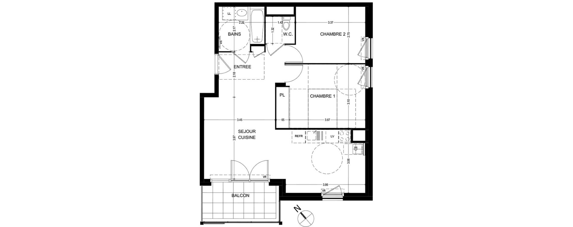 Appartement T3 de 62,22 m2 &agrave; Bonneville Centre
