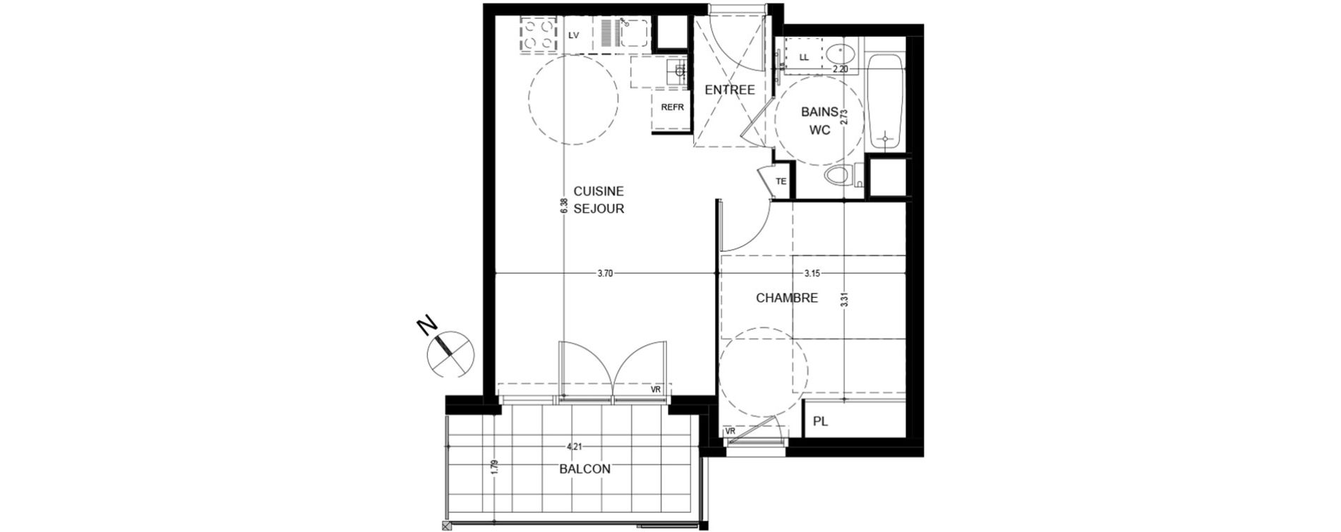 Appartement T2 de 43,62 m2 &agrave; Bonneville Centre