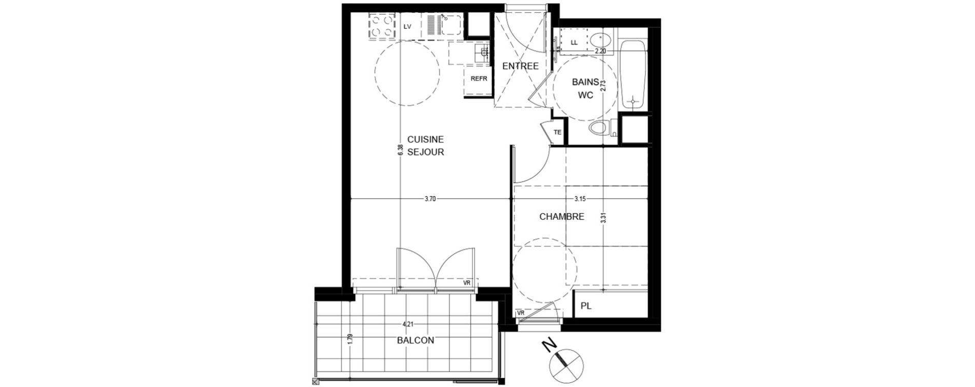 Appartement T2 de 43,62 m2 &agrave; Bonneville Centre
