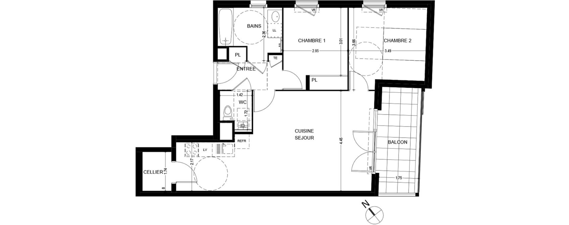 Appartement T3 de 67,42 m2 &agrave; Bonneville Centre