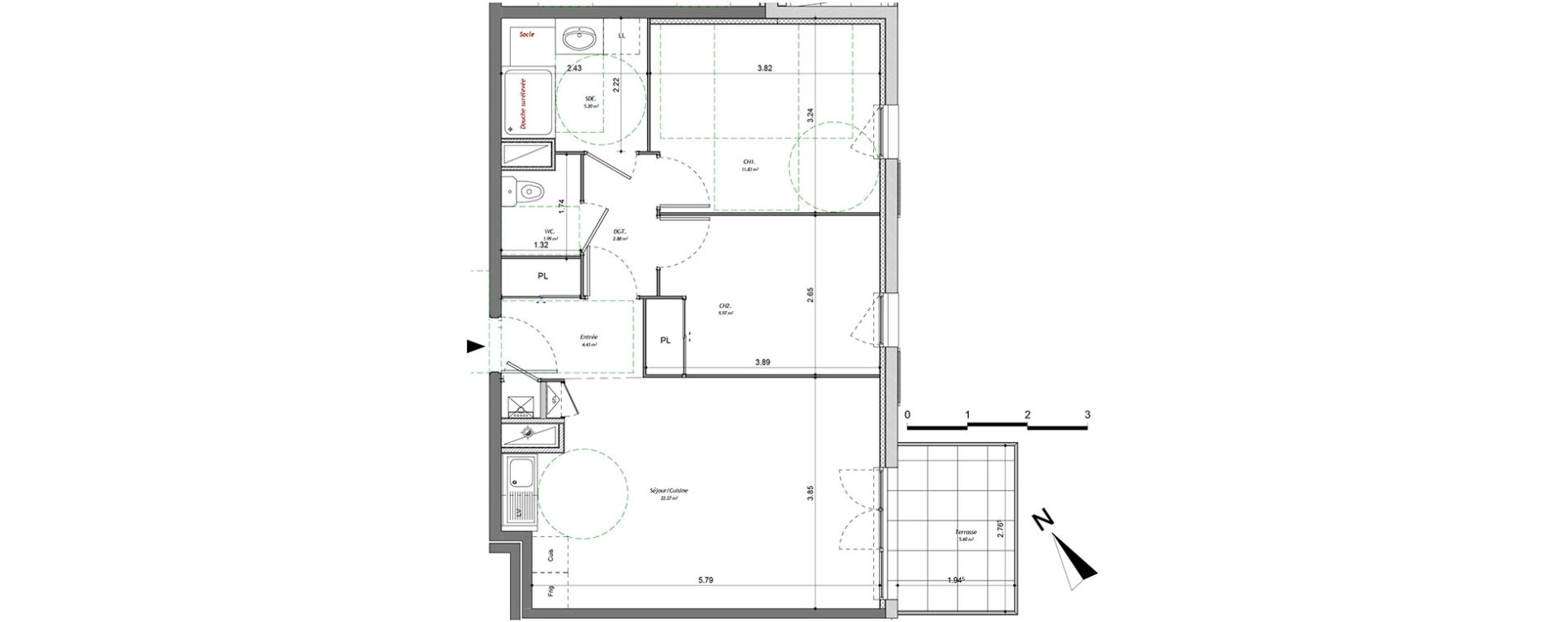 Appartement T3 de 58,57 m2 &agrave; Bonneville Centre