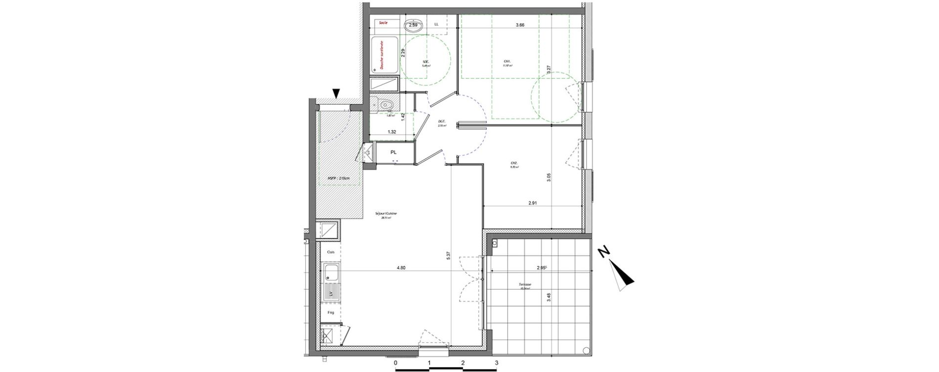 Appartement T3 de 60,09 m2 &agrave; Bonneville Centre