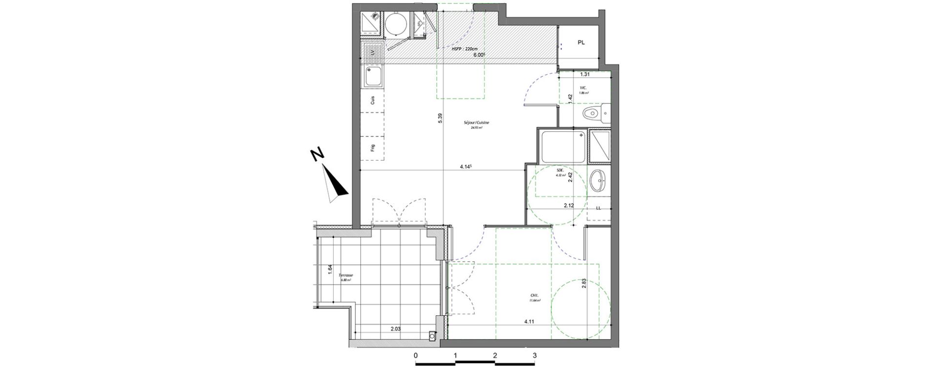 Appartement T2 de 42,75 m2 &agrave; Bonneville Centre