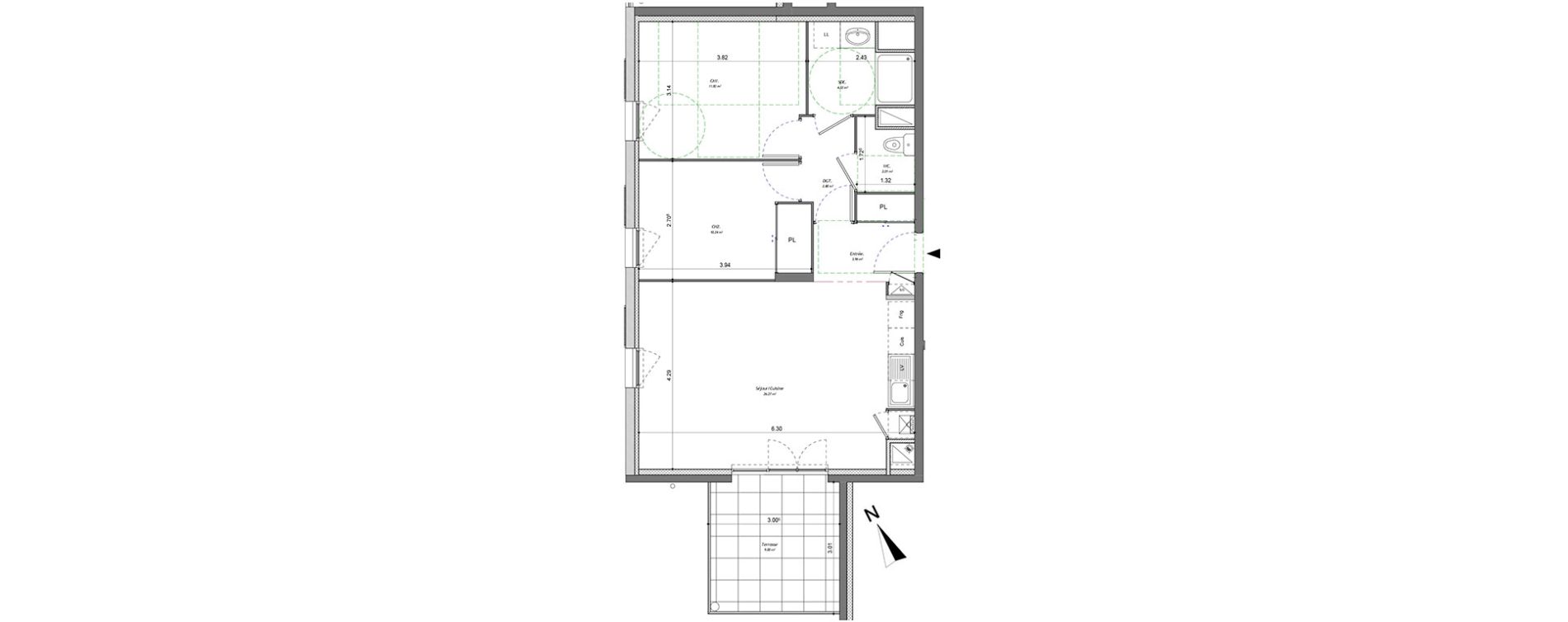 Appartement T3 de 61,43 m2 &agrave; Bonneville Centre