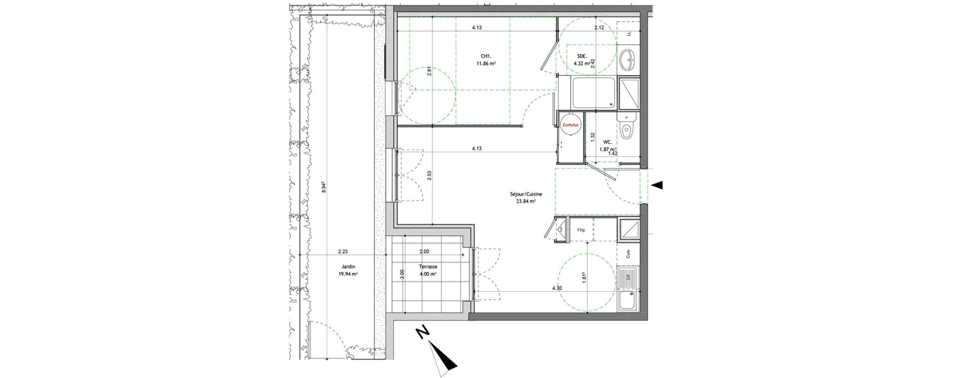 Appartement T2 de 41,89 m2 &agrave; Bonneville Centre
