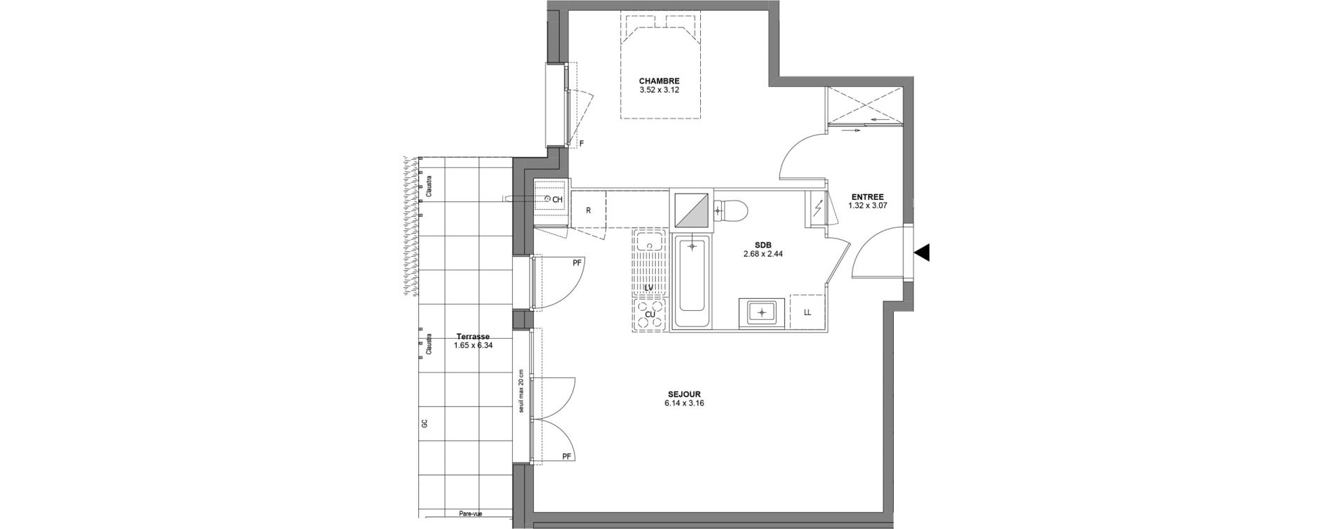 Appartement T2 de 49,38 m2 &agrave; Bons-En-Chablais Centre