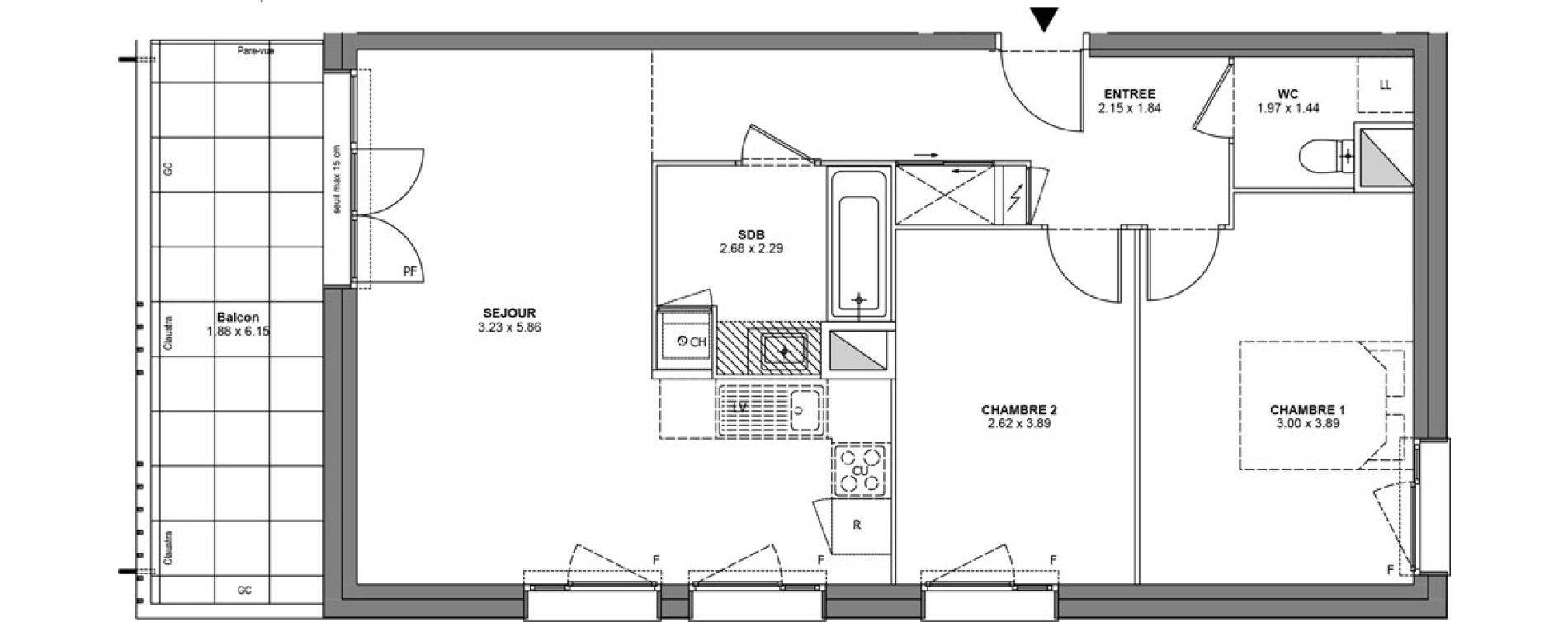 Appartement T3 de 65,00 m2 &agrave; Bons-En-Chablais Centre