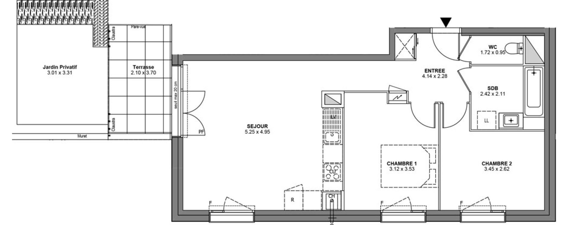 Appartement T3 de 61,00 m2 &agrave; Bons-En-Chablais Centre