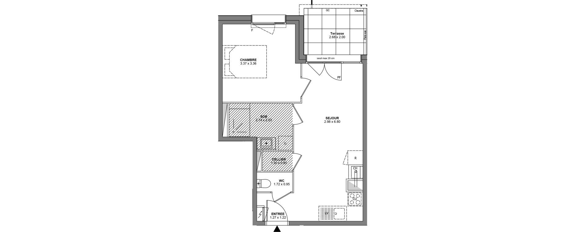 Appartement T2 de 39,17 m2 &agrave; Bons-En-Chablais Centre