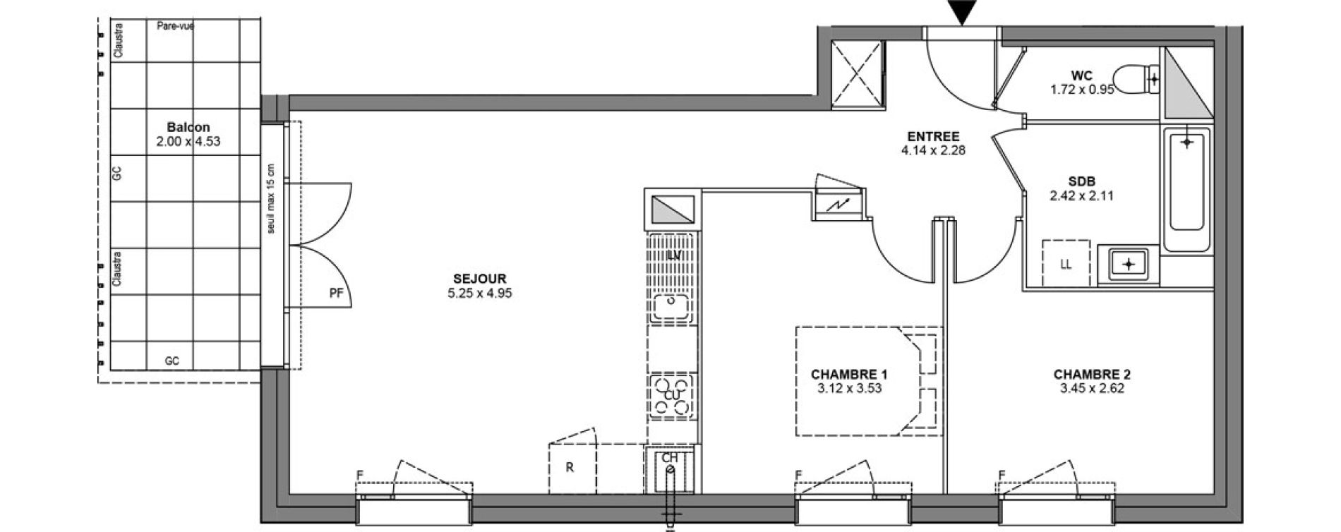 Appartement T3 de 61,00 m2 &agrave; Bons-En-Chablais Centre