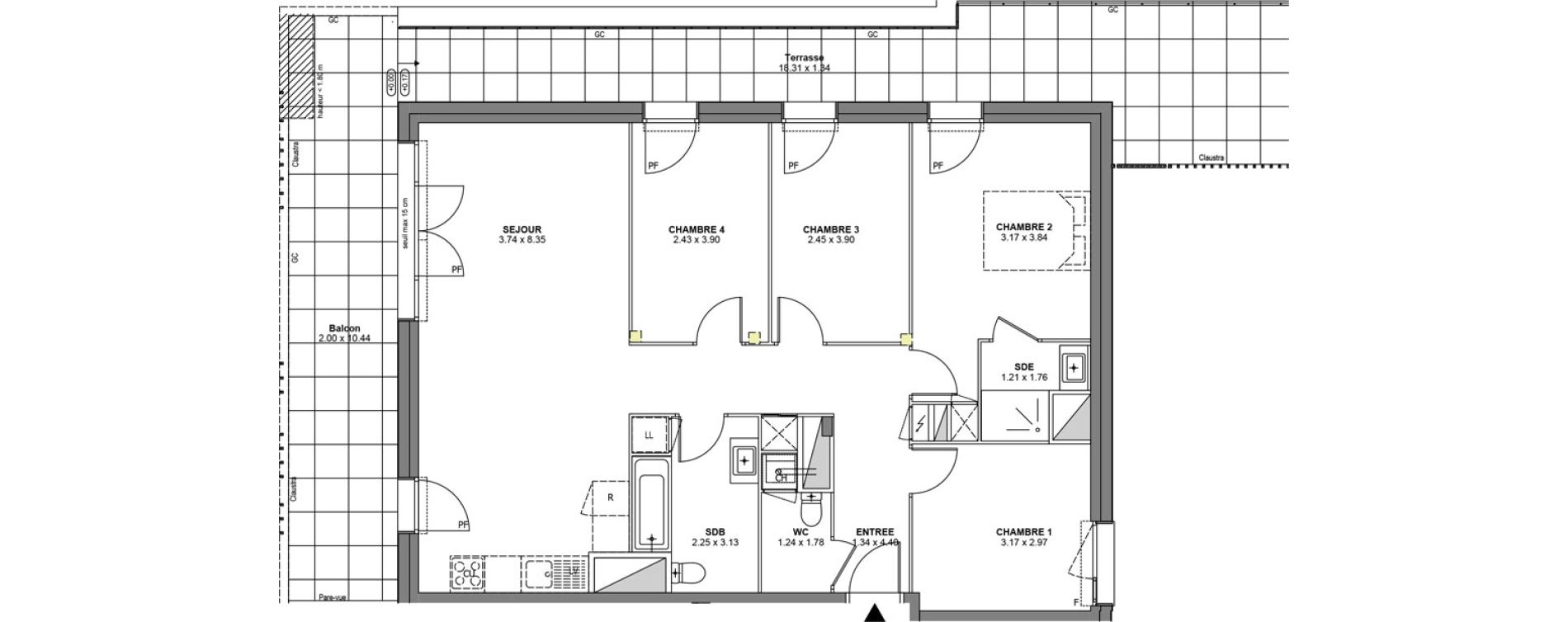 Appartement T5 de 95,27 m2 &agrave; Bons-En-Chablais Centre