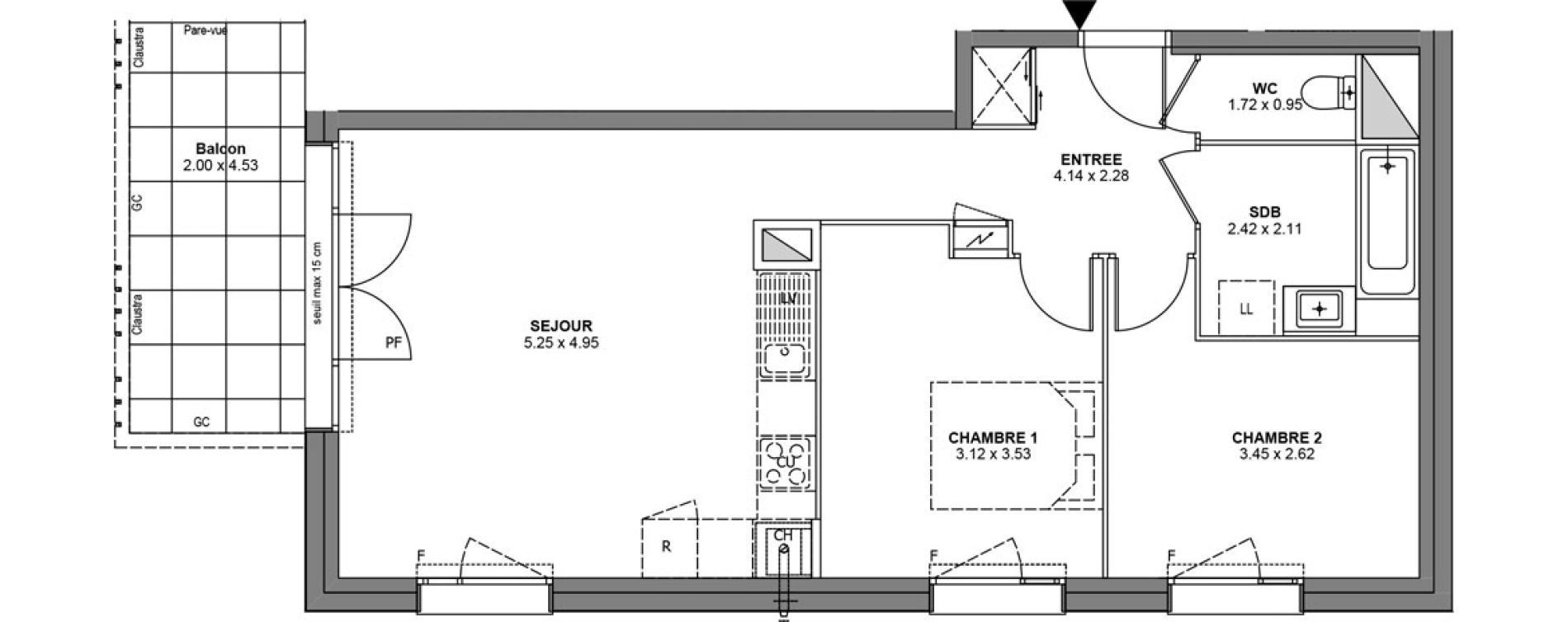 Appartement T3 de 61,00 m2 &agrave; Bons-En-Chablais Centre