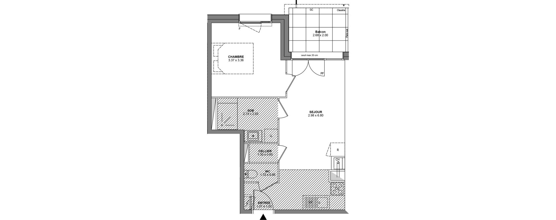 Appartement T2 de 39,17 m2 &agrave; Bons-En-Chablais Centre